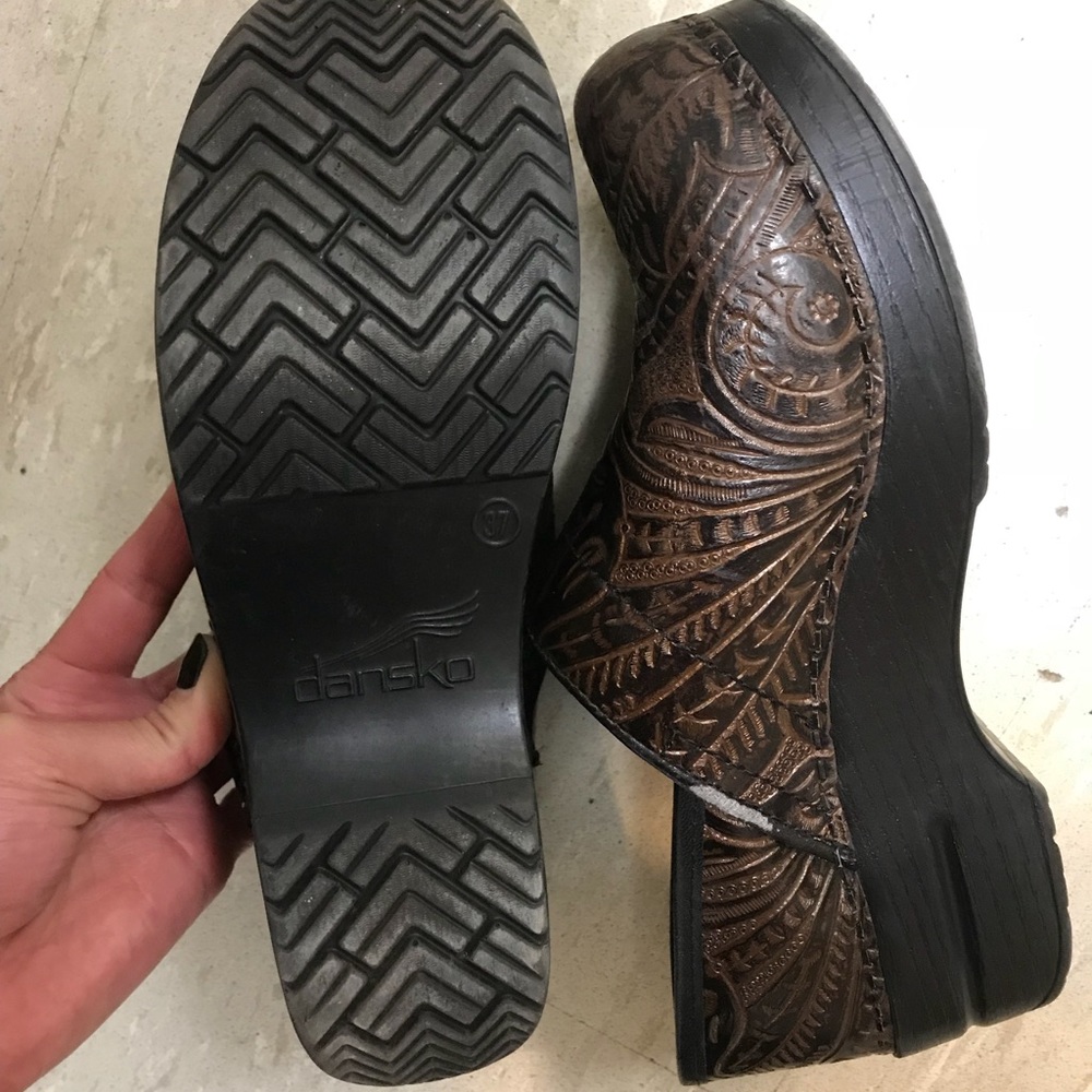 Dansko Tooled Leather clogs